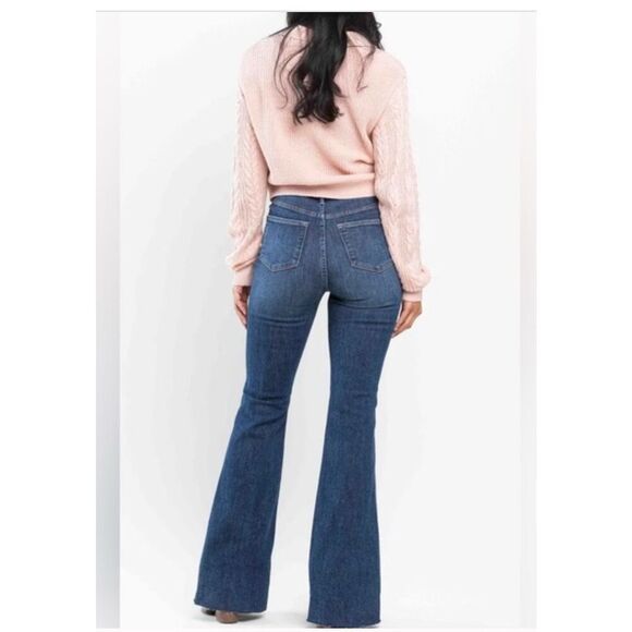 Judy blue flare distressed knee raw hen jeans 13/31 - Picture 9 of 12